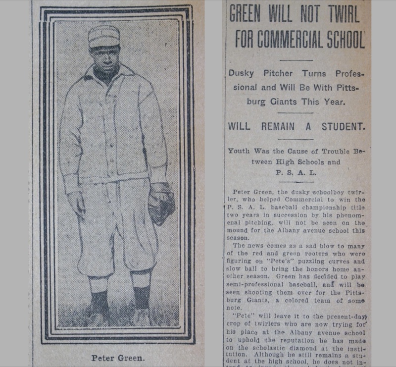 Peter Green, ballplayer, in a period newspaper feature