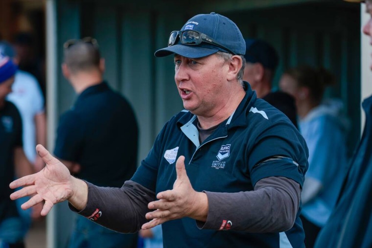 Peter Green coaching Barellan United, the “Two Blues”